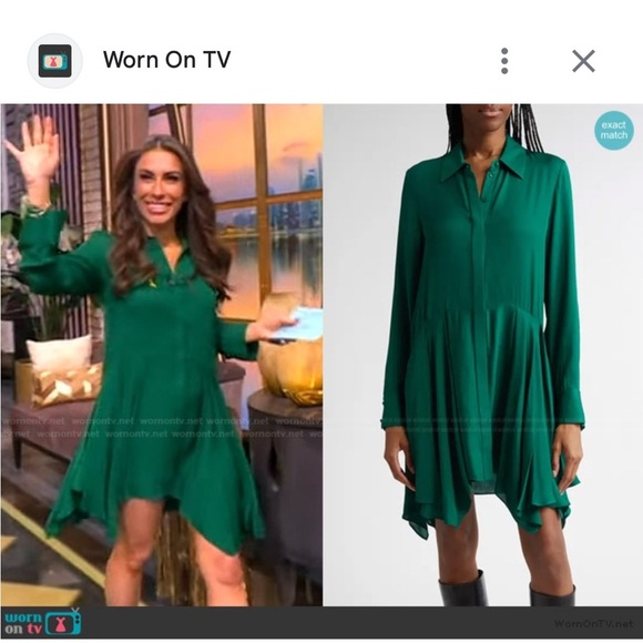 NWOT Alice + Olivia Women's Green Avita Long Sleeve Asymmetric Shirt Dress - Picture 10 of 10